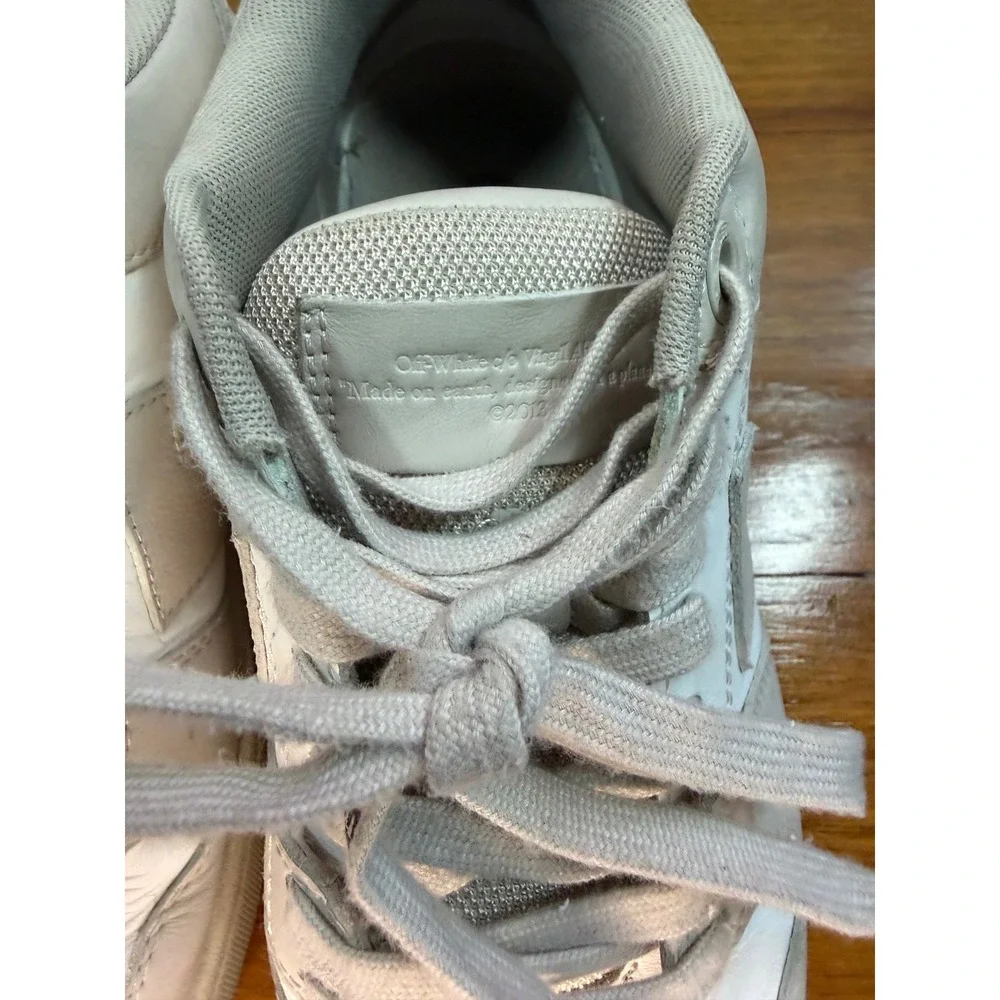 Off-White Out Of Office OOO Sneakers Beige White Leather Low Top Trainers sz 39